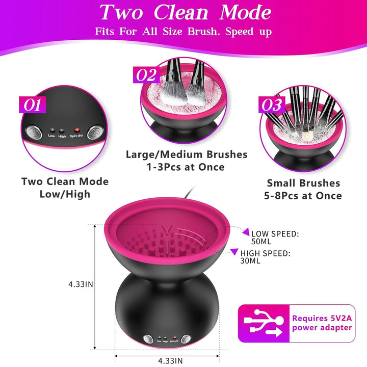 ATAWOL Makeup Brush Cleaner Machine,Travel Portable Automatic
